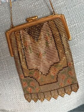 Antique Art Deco Floral Mesh 1920s Evening Bag